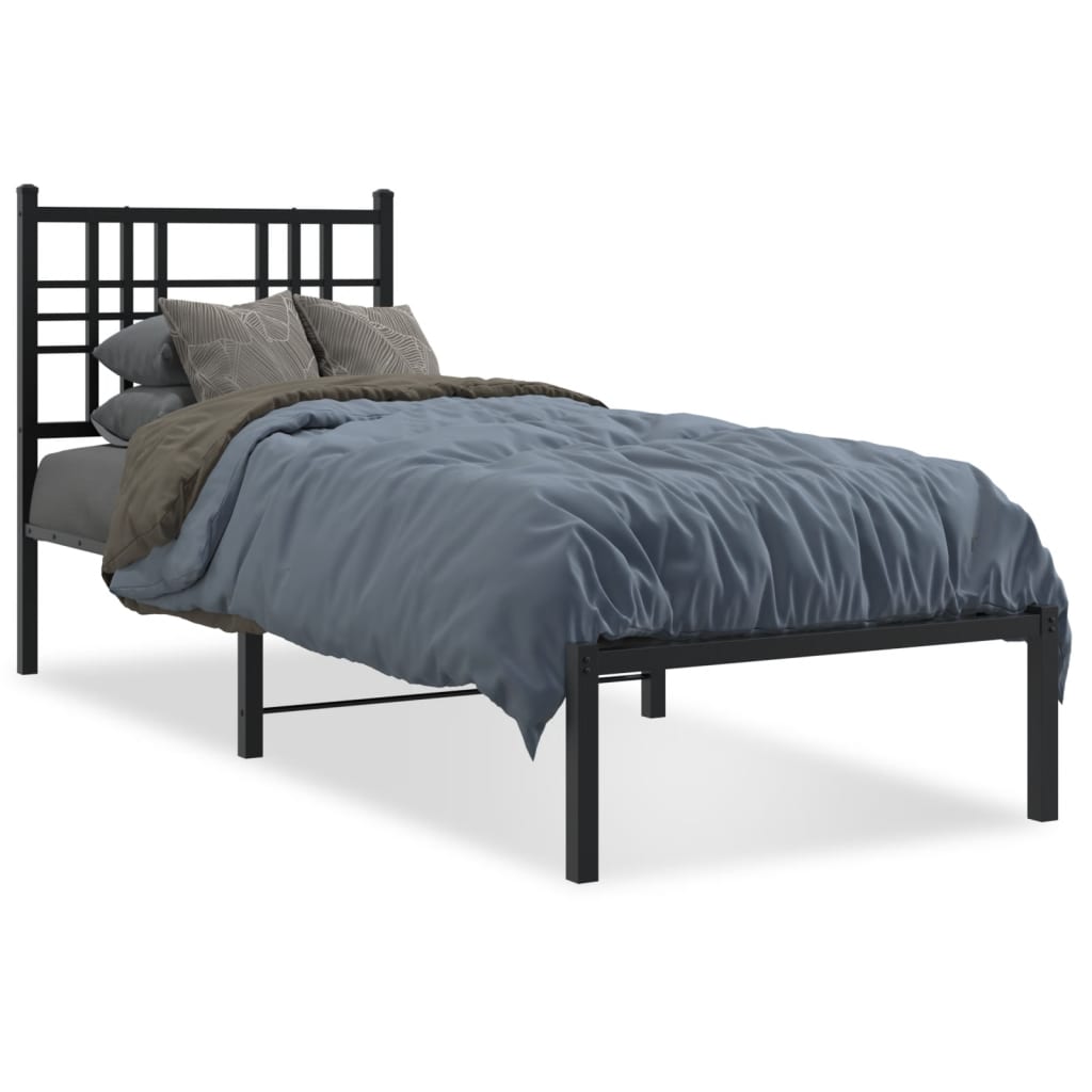 vidaXL Metal Bed Frame without Mattress with Headboard Black 80x200cm