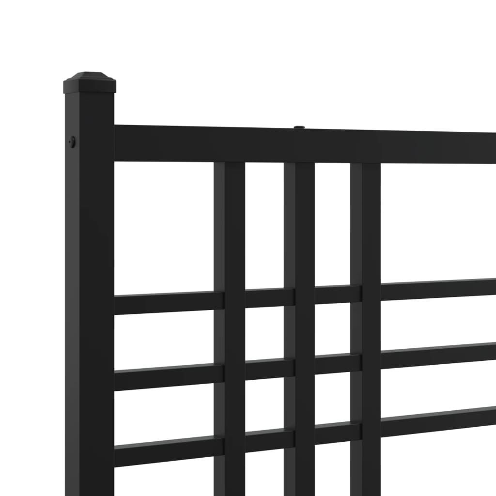 Metal Bed Frame without Mattress with Headboard Black 90x190cm