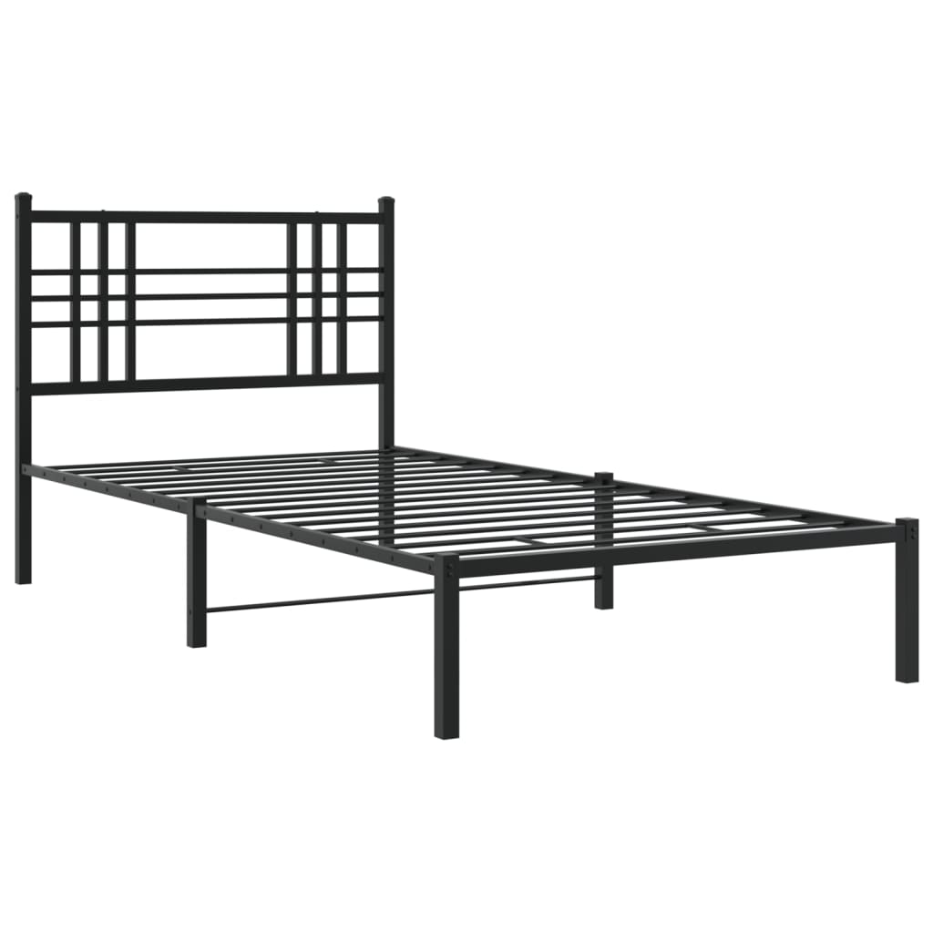 vidaXL Metal Bed Frame without Mattress with Headboard Black 90x200cm