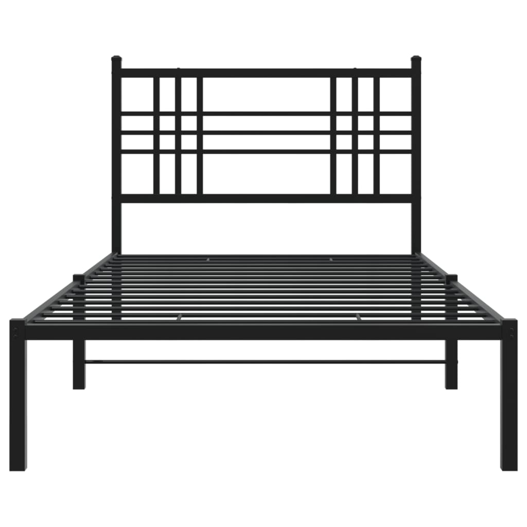 vidaXL Metal Bed Frame without Mattress with Headboard Black 90x200cm