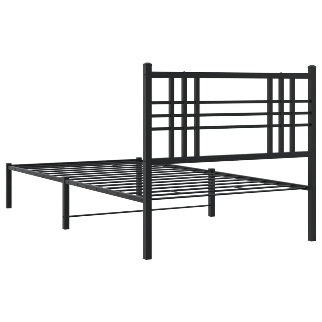 vidaXL Metal Bed Frame without Mattress with Headboard Black 90x200cm