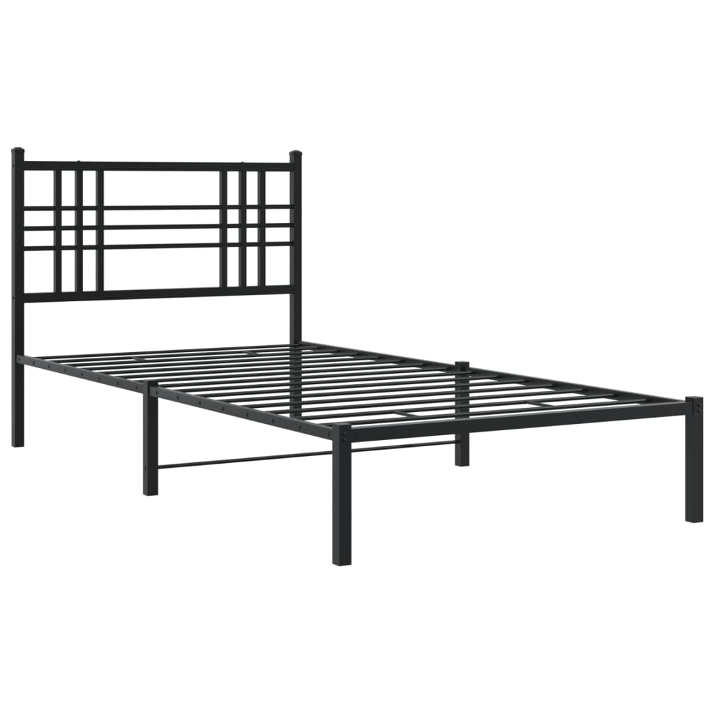 vidaXL Metal Bed Frame without Mattress with Headboard Black 100x190cm