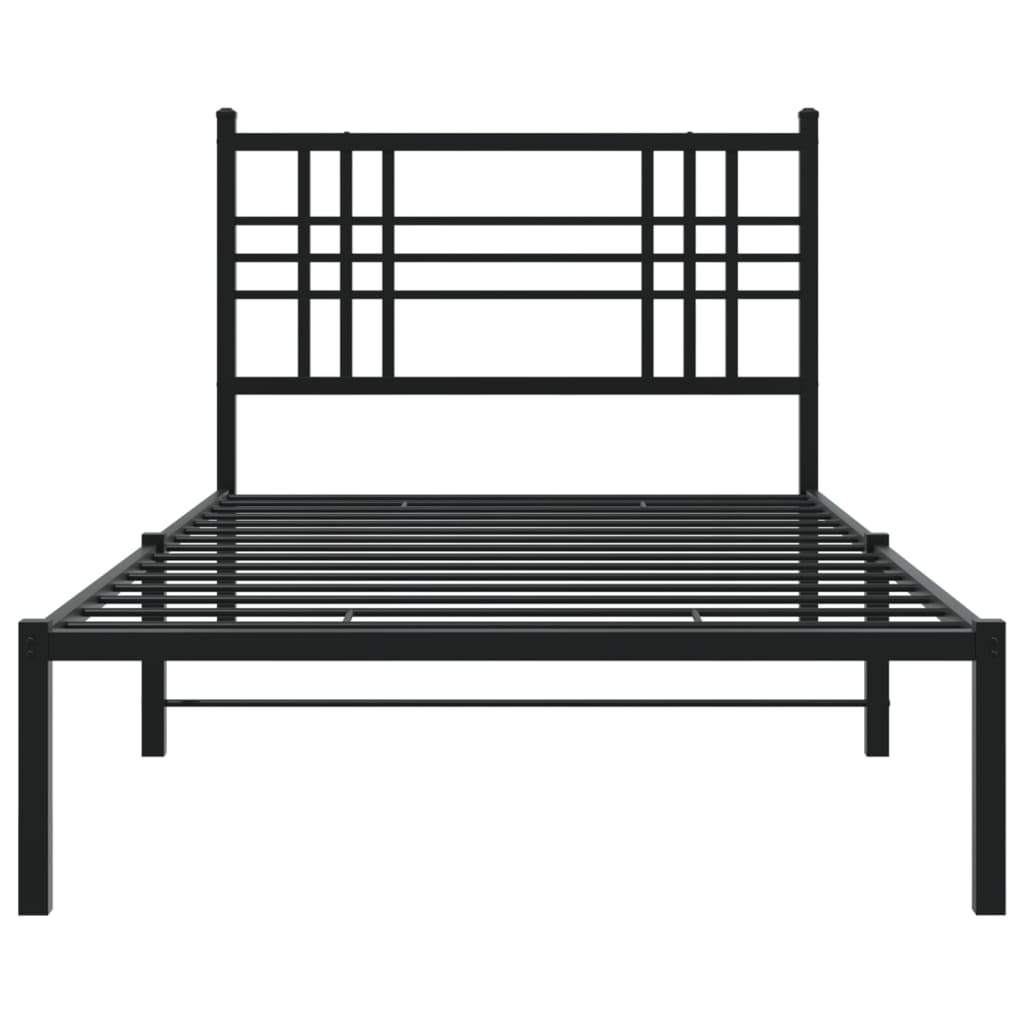 vidaXL Metal Bed Frame without Mattress with Headboard Black 100x190cm