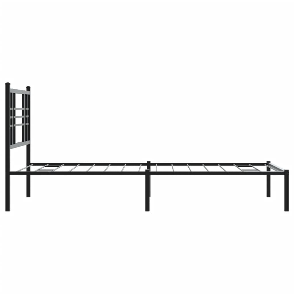 vidaXL Metal Bed Frame without Mattress with Headboard Black 100x190cm