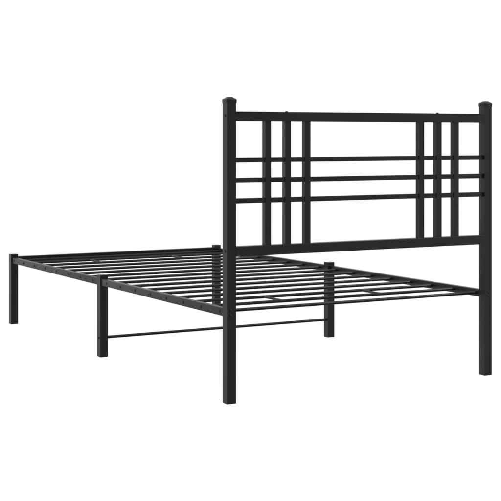 vidaXL Metal Bed Frame without Mattress with Headboard Black 100x190cm