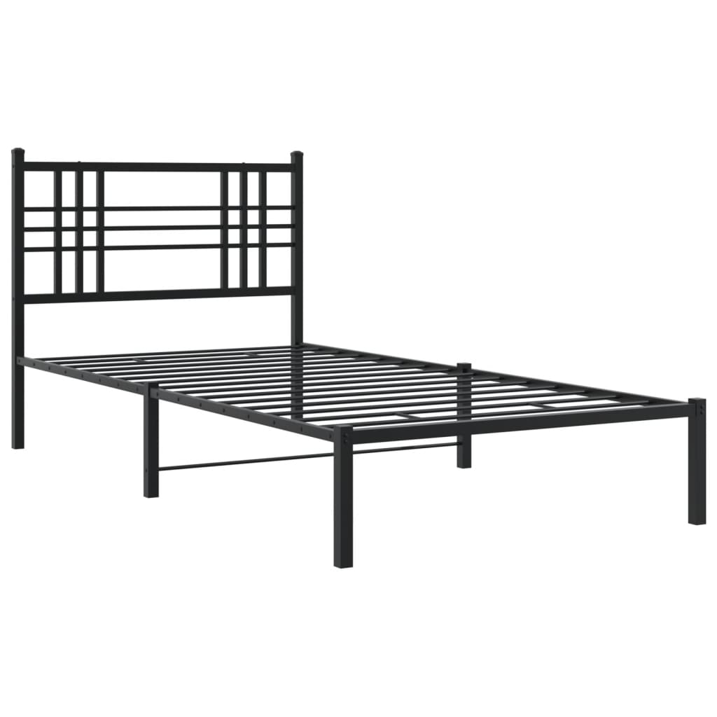 vidaXL Metal Bed Frame without Mattress with Headboard Black 100x200cm