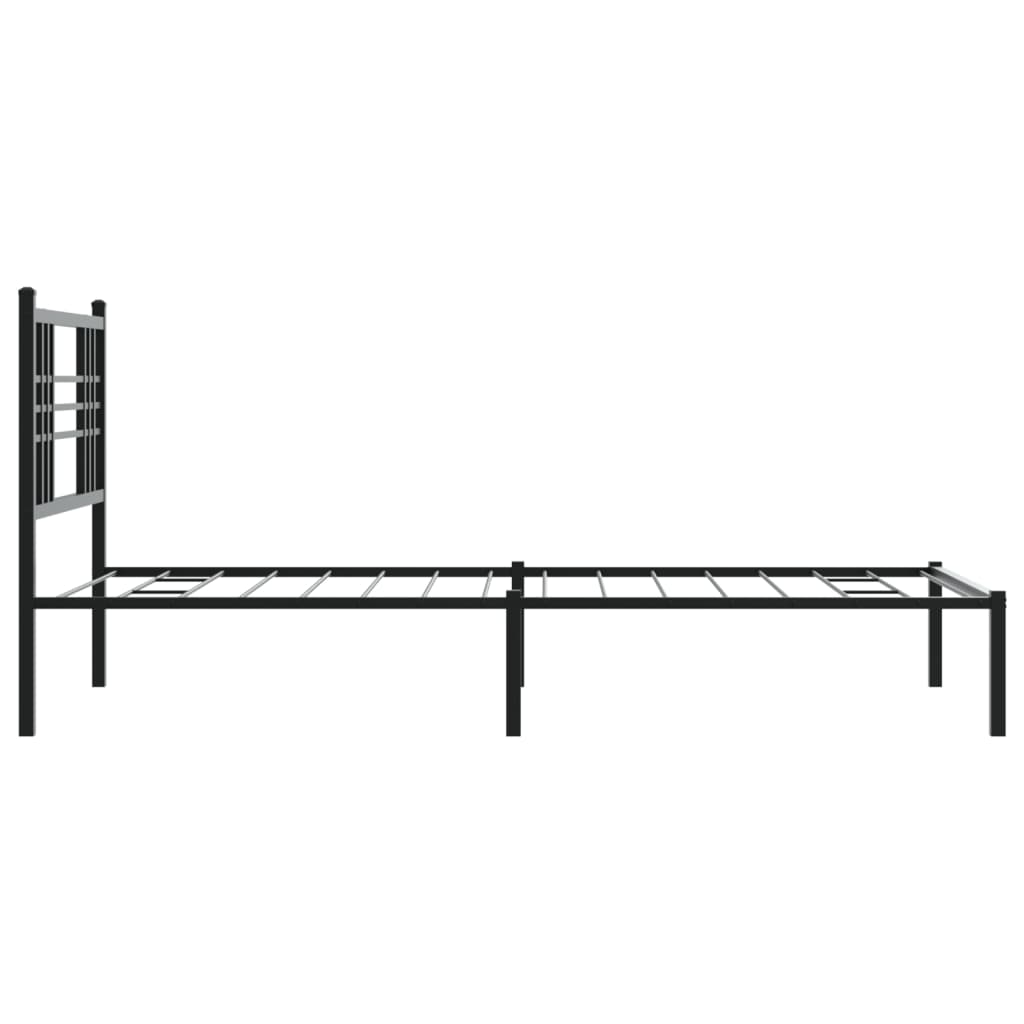 vidaXL Metal Bed Frame without Mattress with Headboard Black 100x200cm