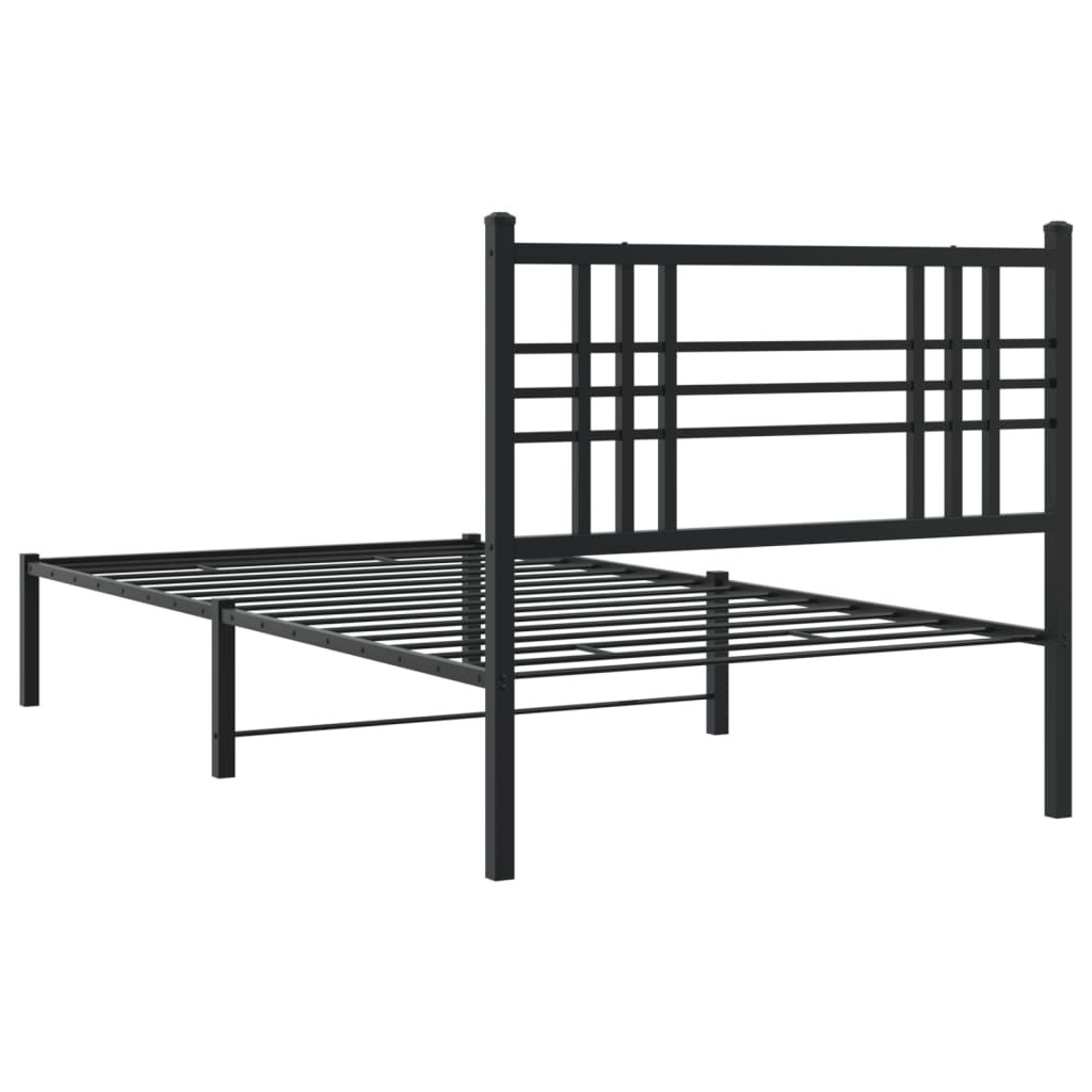 vidaXL Metal Bed Frame without Mattress with Headboard Black 100x200cm