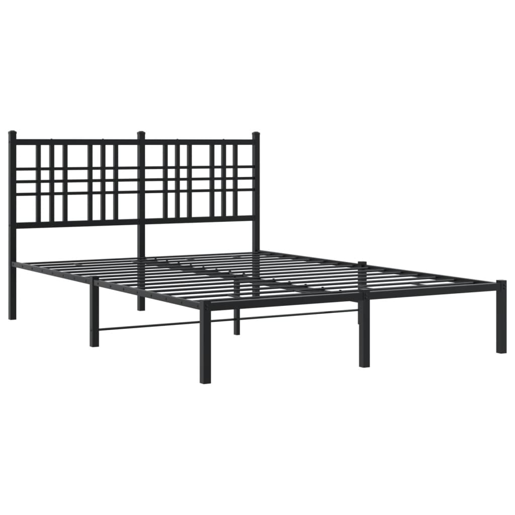 vidaXL Metal Bed Frame without Mattress with Headboard Black 120x200cm