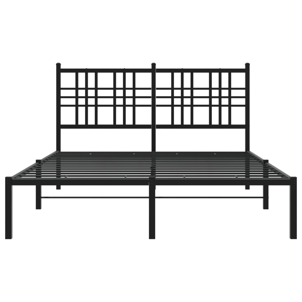 vidaXL Metal Bed Frame without Mattress with Headboard Black 120x200cm