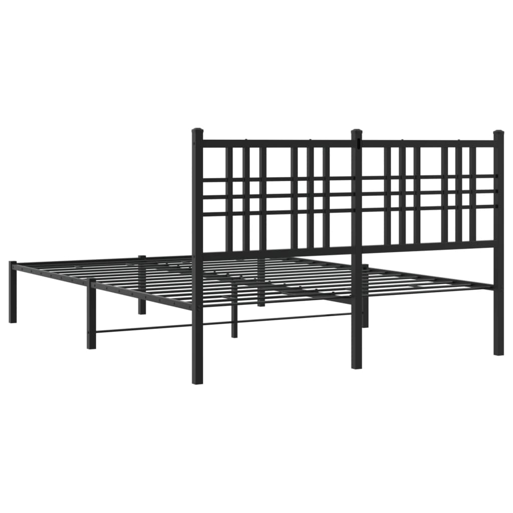 vidaXL Metal Bed Frame without Mattress with Headboard Black 120x200cm