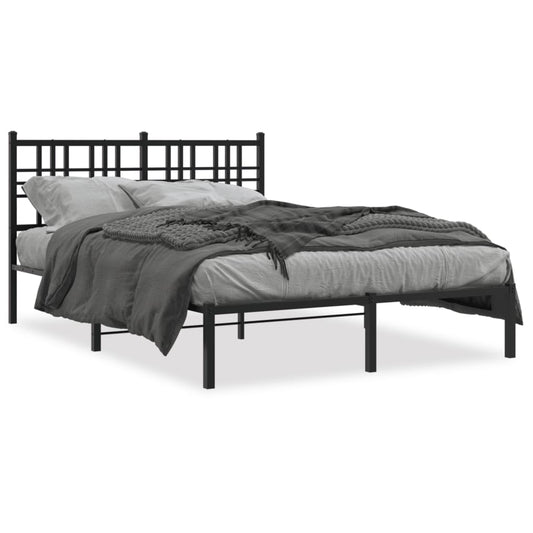 vidaXL Metal Bed Frame without Mattress with Headboard Black 120x200cm