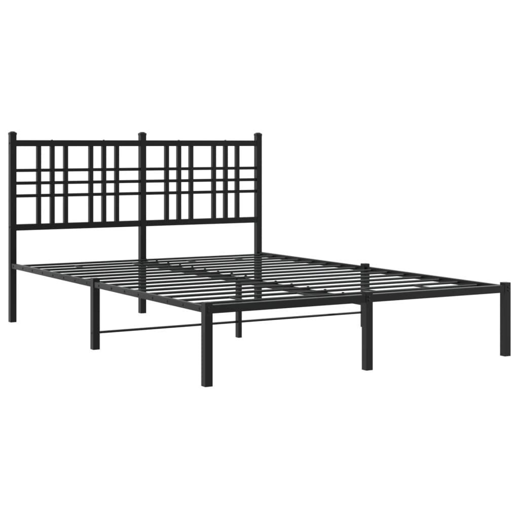 vidaXL Metal Bed Frame without Mattress with Headboard Black 135x190cm