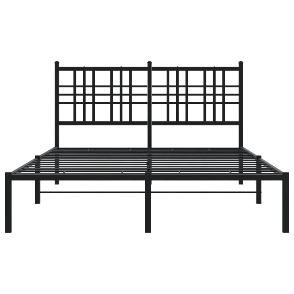 vidaXL Metal Bed Frame without Mattress with Headboard Black 140x190cm