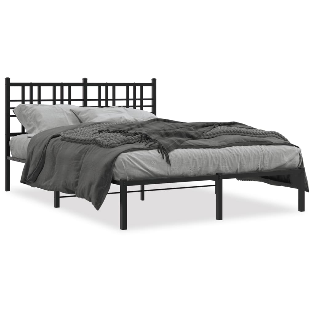 vidaXL Metal Bed Frame without Mattress with Headboard Black 140x190cm