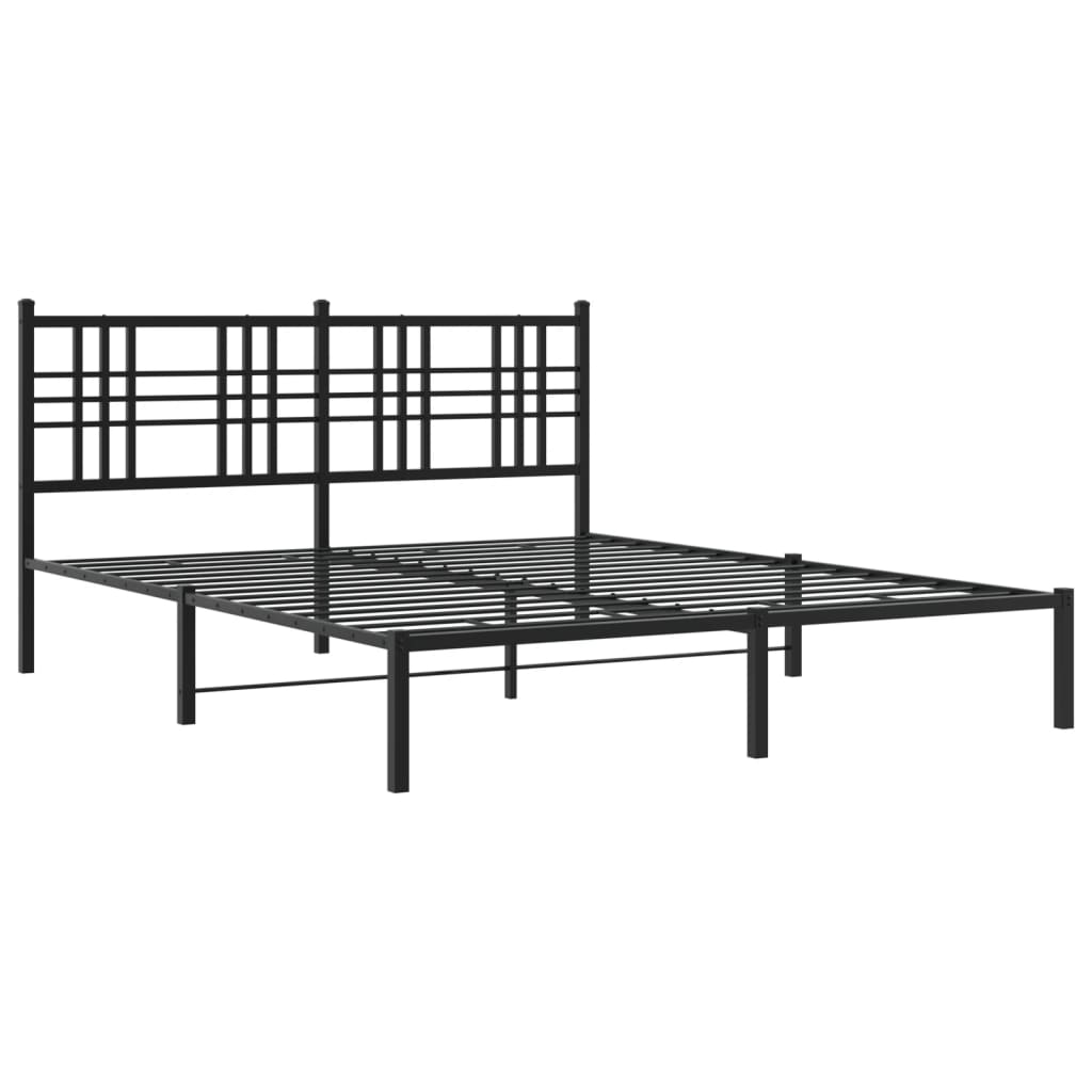 vidaXL Metal Bed Frame without Mattress with Headboard Black 150x200cm