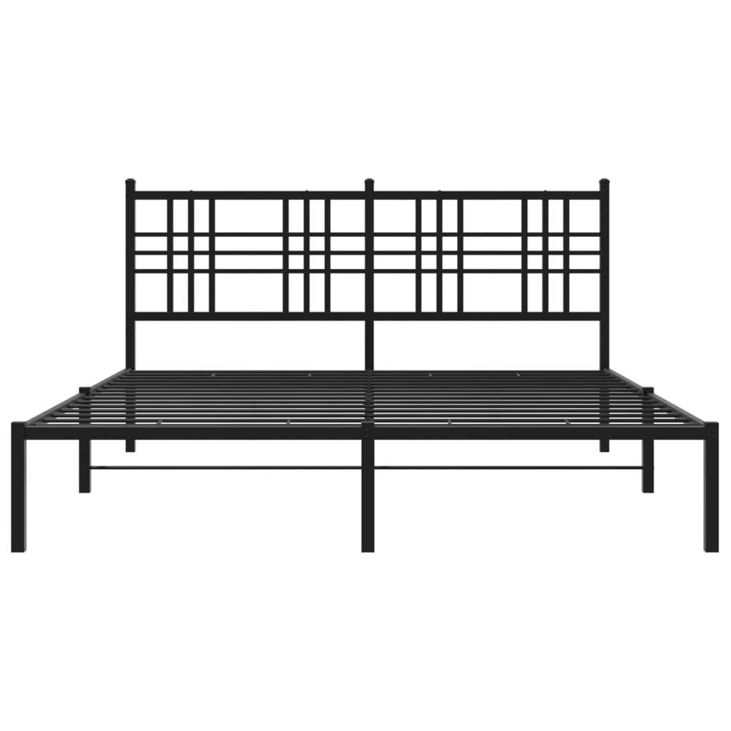 vidaXL Metal Bed Frame without Mattress with Headboard Black 150x200cm