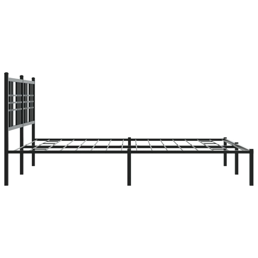 vidaXL Metal Bed Frame without Mattress with Headboard Black 150x200cm