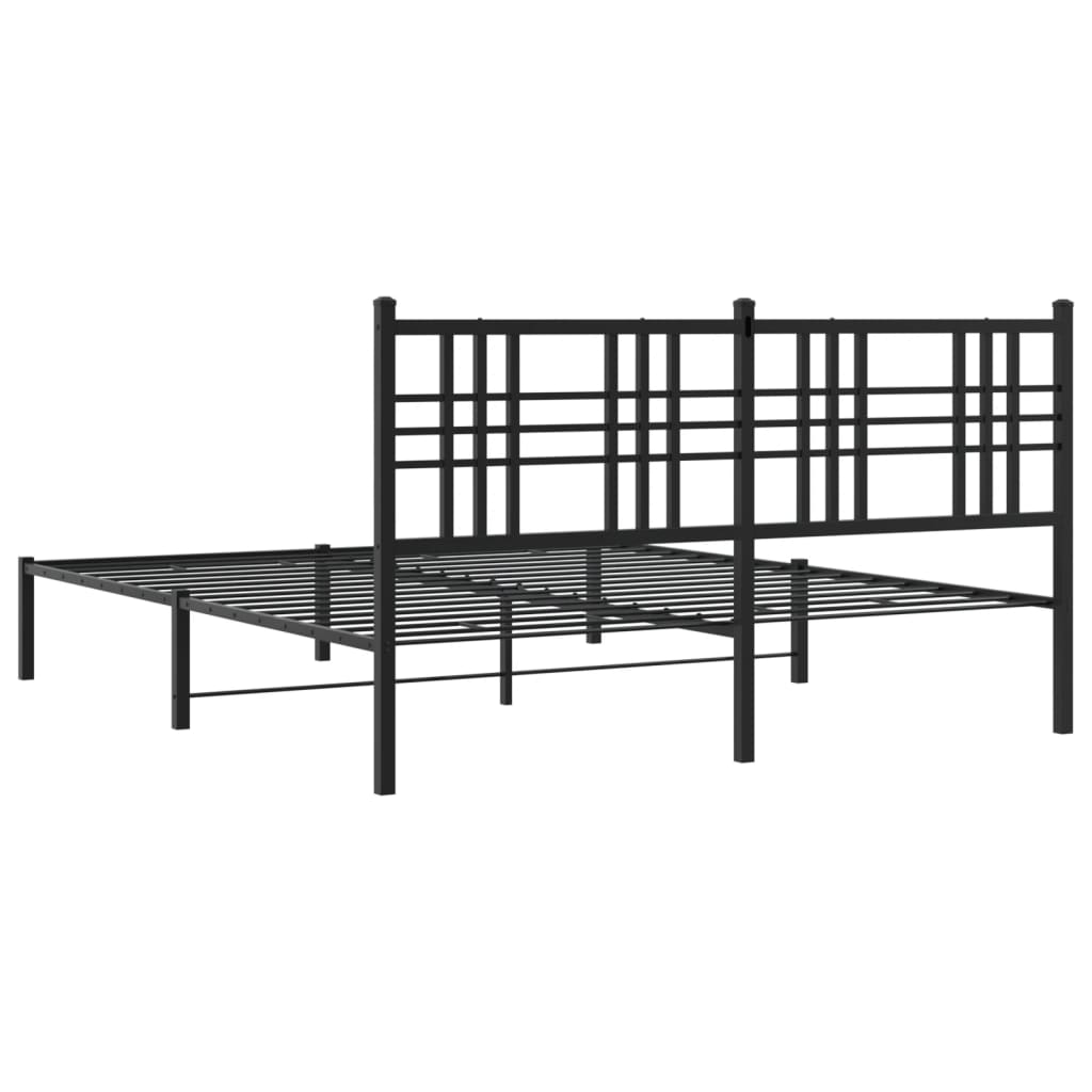 vidaXL Metal Bed Frame without Mattress with Headboard Black 150x200cm