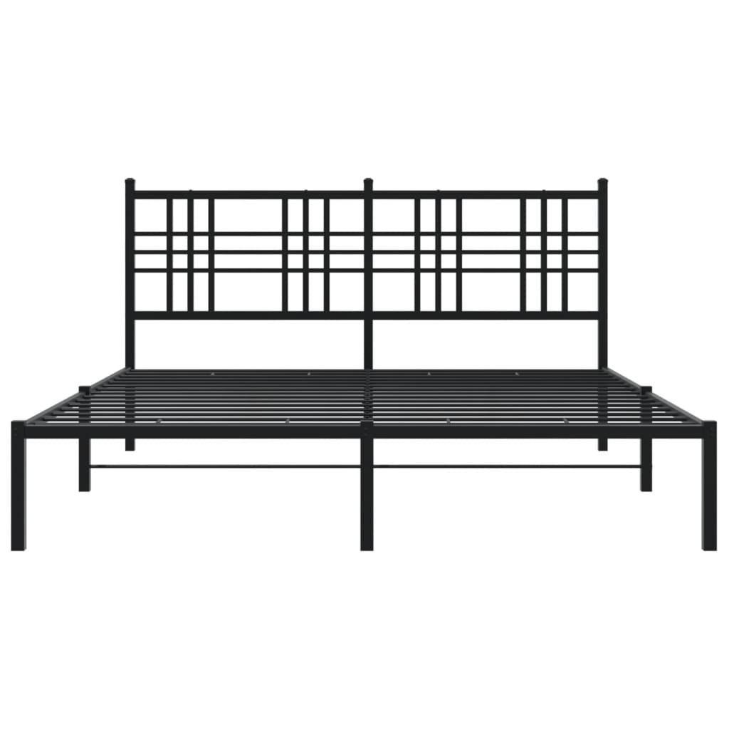 vidaXL Metal Bed Frame without Mattress with Headboard Black 160x200cm