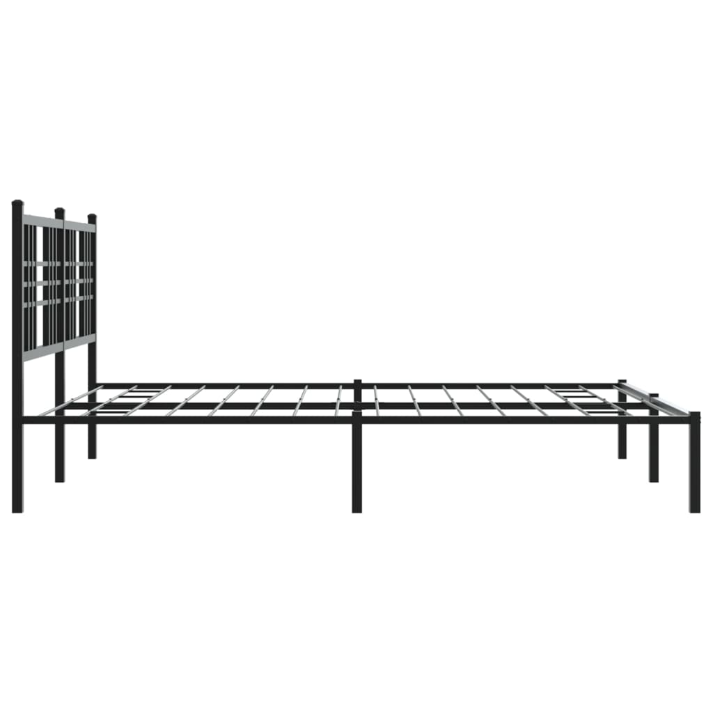 vidaXL Metal Bed Frame without Mattress with Headboard Black 160x200cm