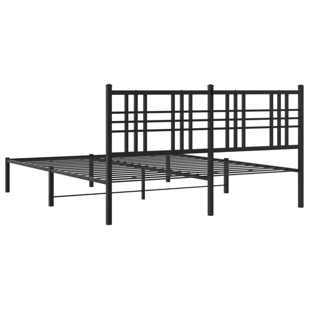 vidaXL Metal Bed Frame without Mattress with Headboard Black 160x200cm