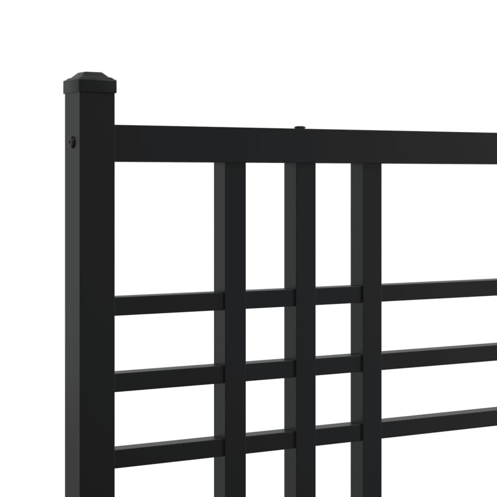 Metal Bed Frame without Mattress with Headboard Black 193x203cm