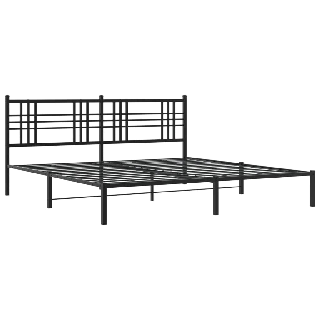 vidaXL Metal Bed Frame without Mattress with Headboard Black 200x200cm