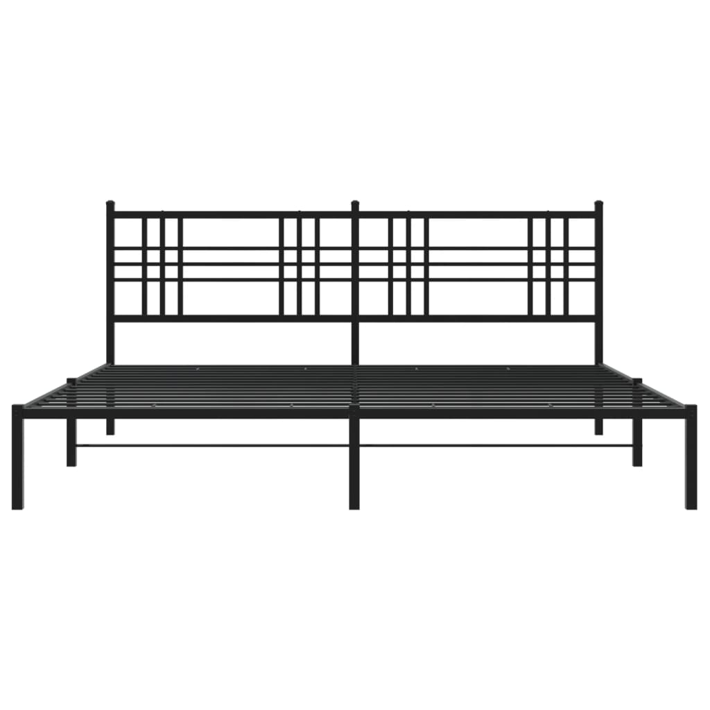 vidaXL Metal Bed Frame without Mattress with Headboard Black 200x200cm