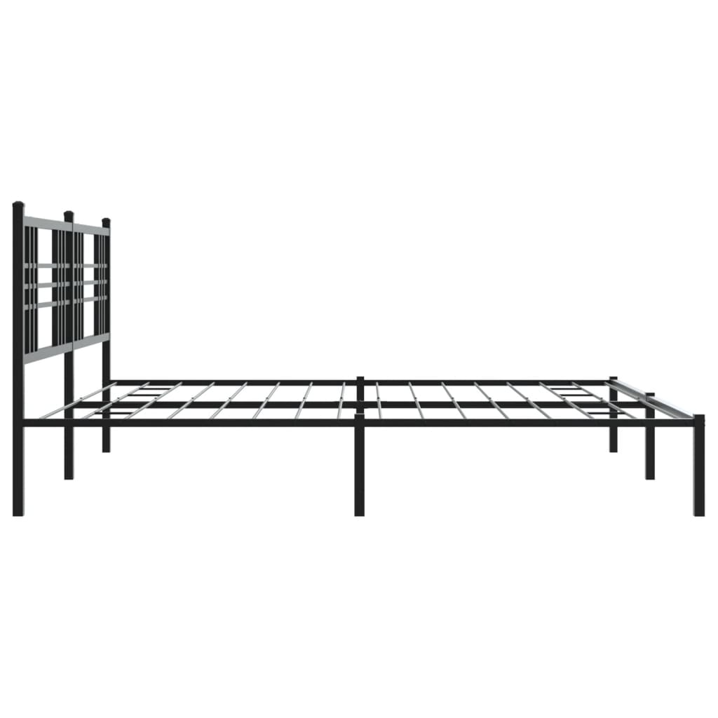 vidaXL Metal Bed Frame without Mattress with Headboard Black 200x200cm