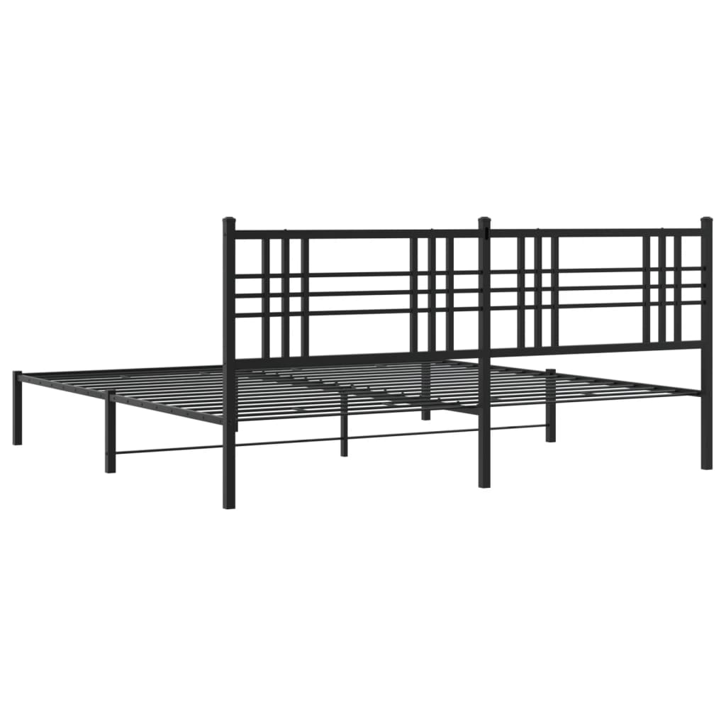 vidaXL Metal Bed Frame without Mattress with Headboard Black 200x200cm