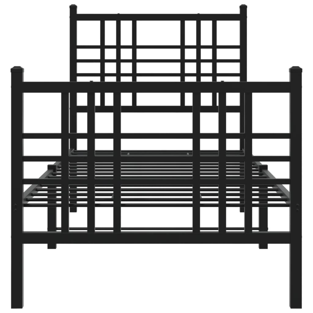 vidaXL Metal Bed Frame without Mattress with Footboard Black 75x190cm