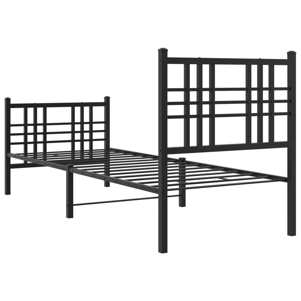 vidaXL Metal Bed Frame without Mattress with Footboard Black 75x190cm