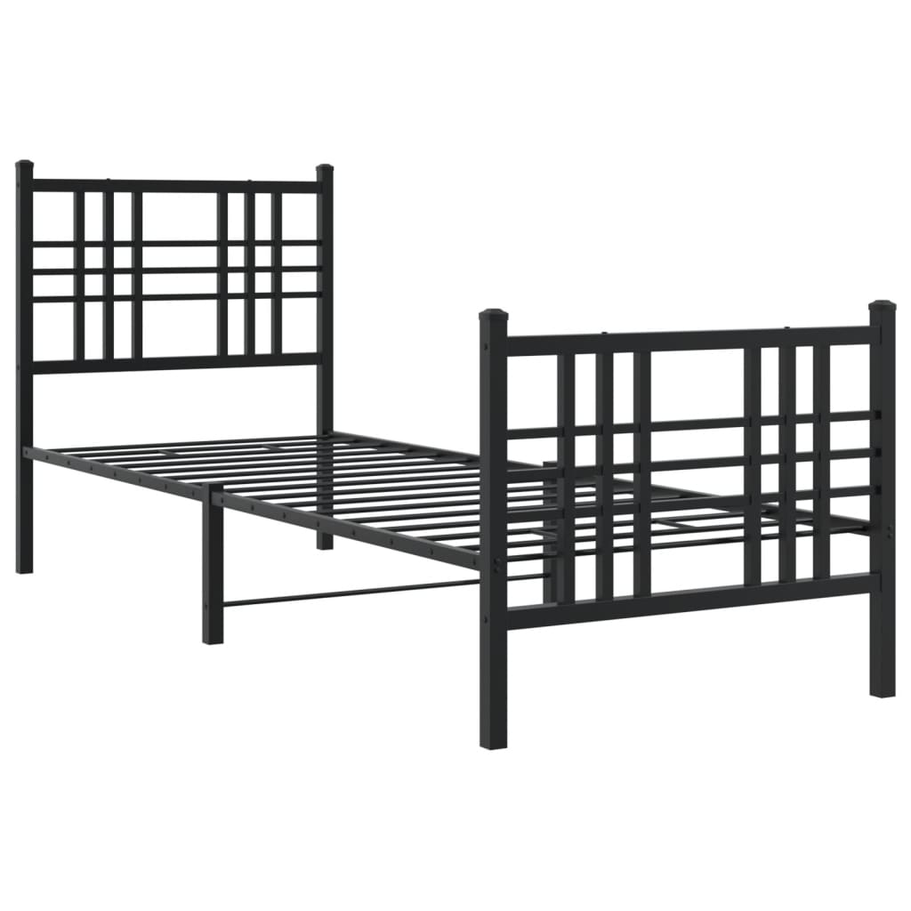 vidaXL Metal Bed Frame without Mattress with Footboard Black 80x200cm