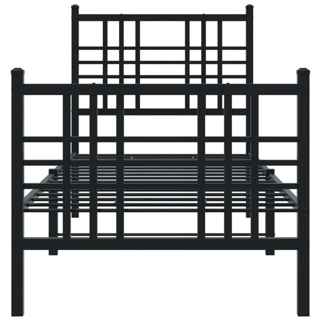 vidaXL Metal Bed Frame without Mattress with Footboard Black 80x200cm