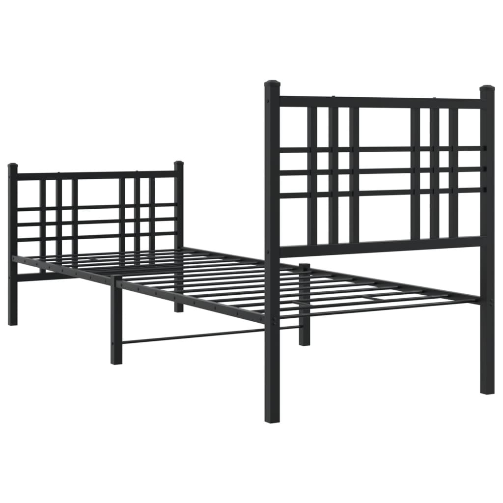 vidaXL Metal Bed Frame without Mattress with Footboard Black 80x200cm