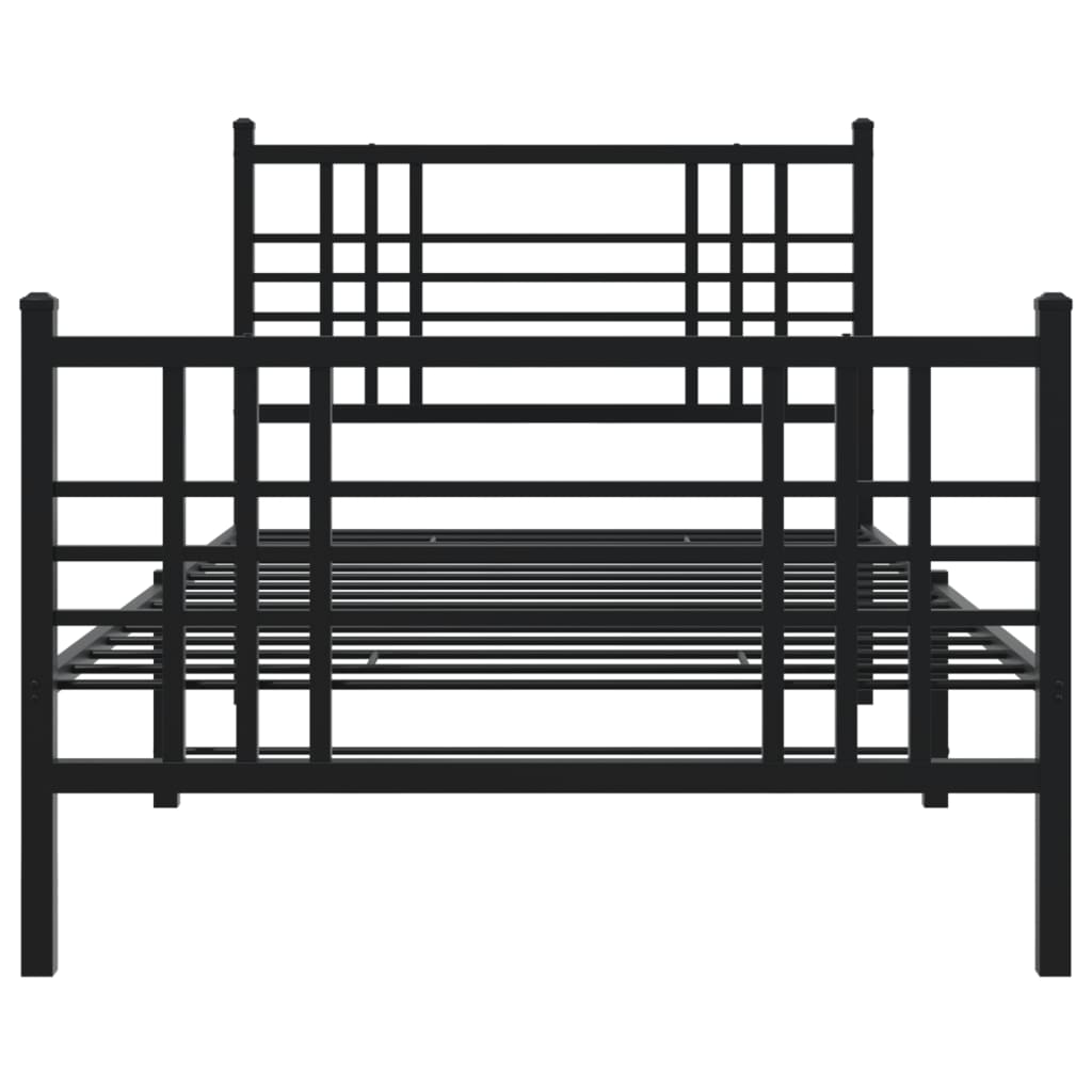 vidaXL Metal Bed Frame without Mattress with Footboard Black 90x190cm