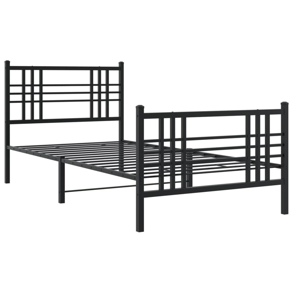 vidaXL Metal Bed Frame without Mattress with Footboard Black 90x200cm