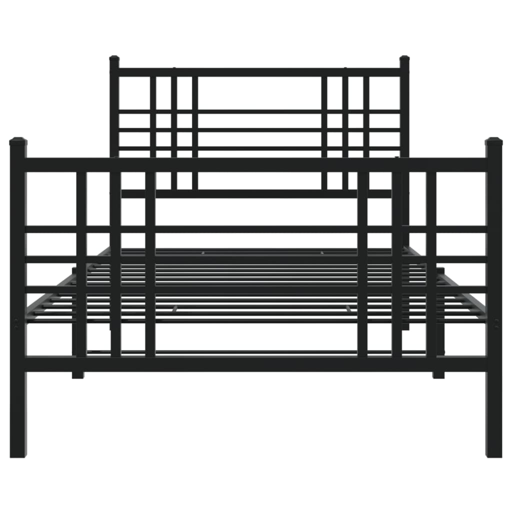 vidaXL Metal Bed Frame without Mattress with Footboard Black 90x200cm