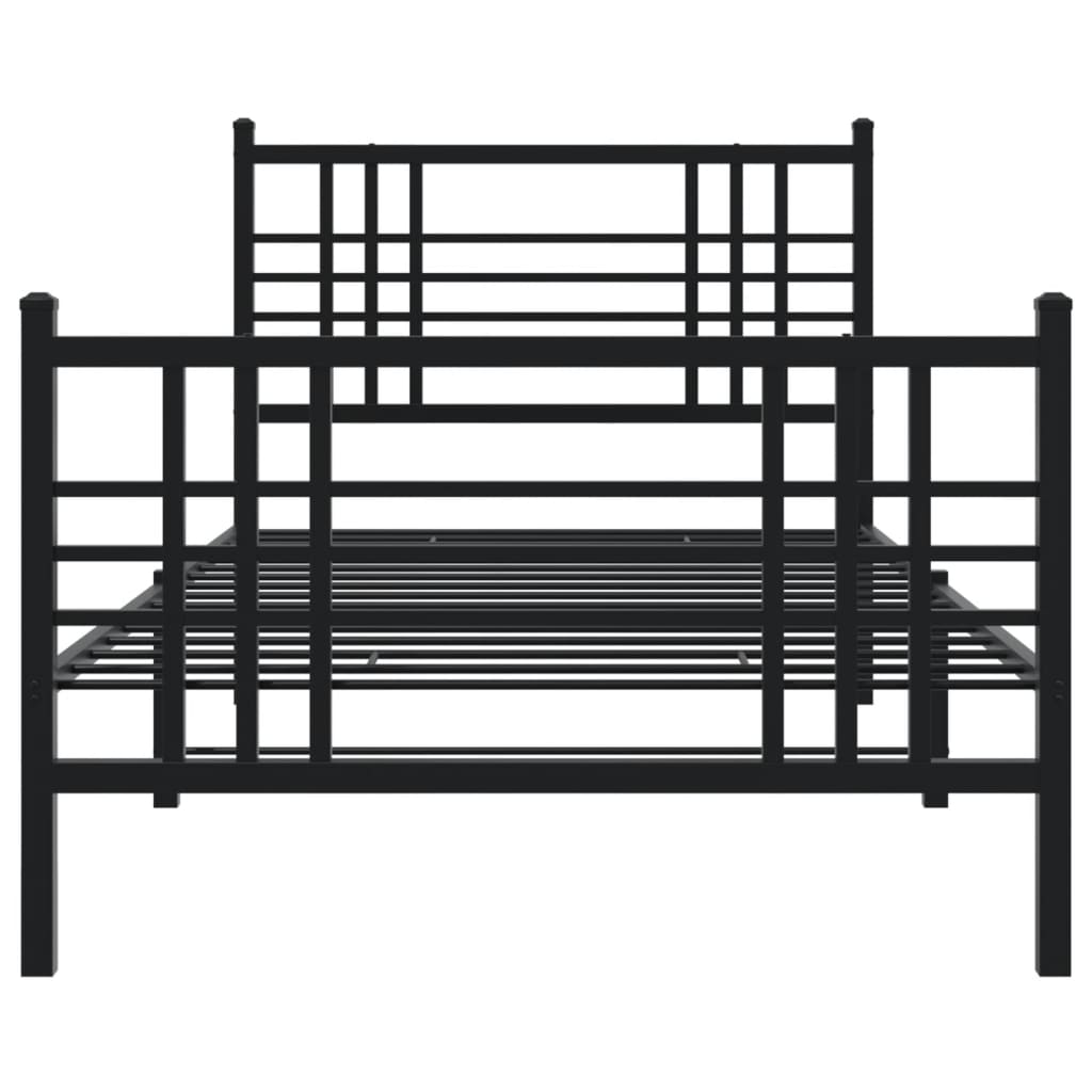 vidaXL Metal Bed Frame without Mattress with Footboard Black 100x190cm