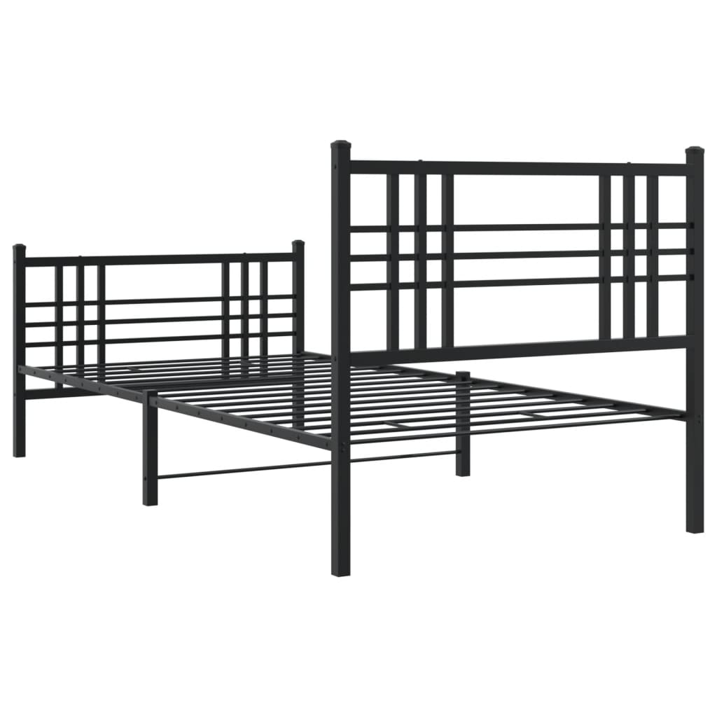 vidaXL Metal Bed Frame without Mattress with Footboard Black 100x190cm