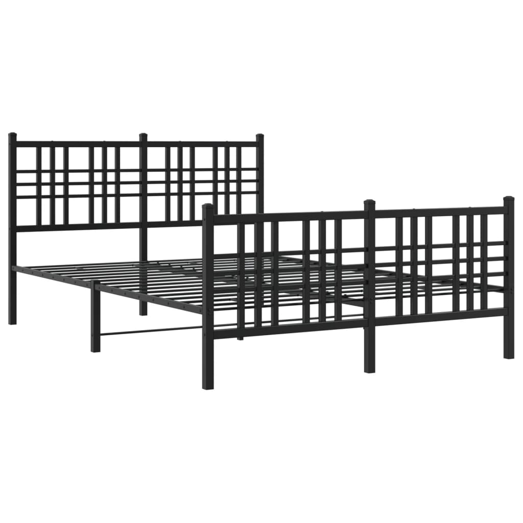 vidaXL Metal Bed Frame without Mattress with Footboard Black 120x190cm