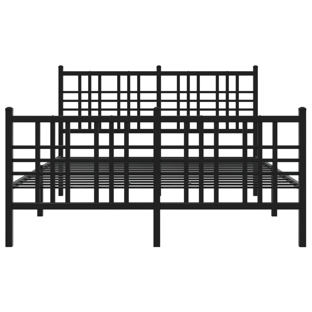 vidaXL Metal Bed Frame without Mattress with Footboard Black 120x190cm