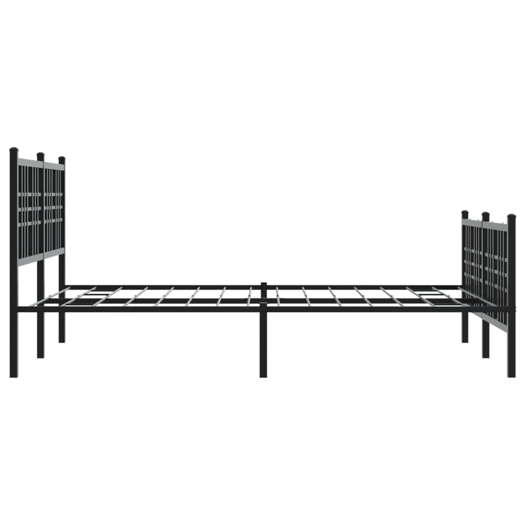 vidaXL Metal Bed Frame without Mattress with Footboard Black 120x190cm