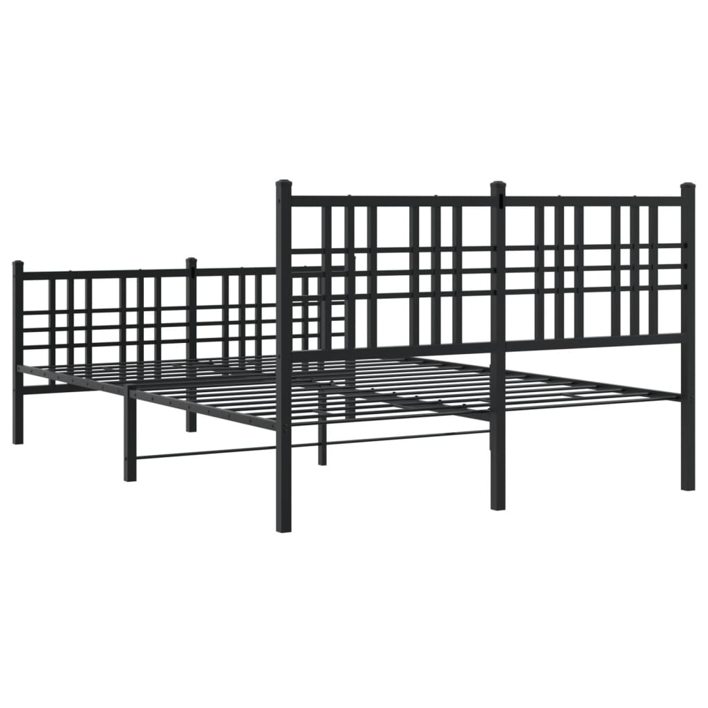 vidaXL Metal Bed Frame without Mattress with Footboard Black 120x190cm