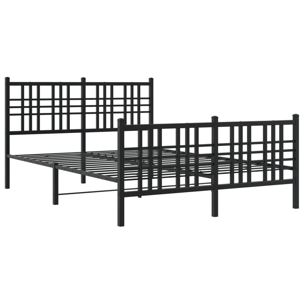 vidaXL Metal Bed Frame without Mattress with Footboard Black 137x190cm