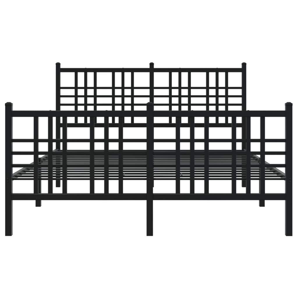 vidaXL Metal Bed Frame without Mattress with Footboard Black 137x190cm