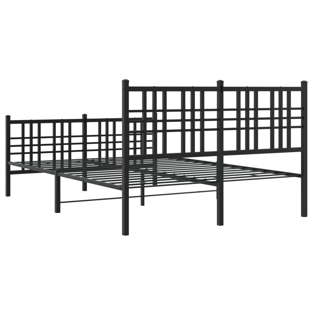 vidaXL Metal Bed Frame without Mattress with Footboard Black 137x190cm