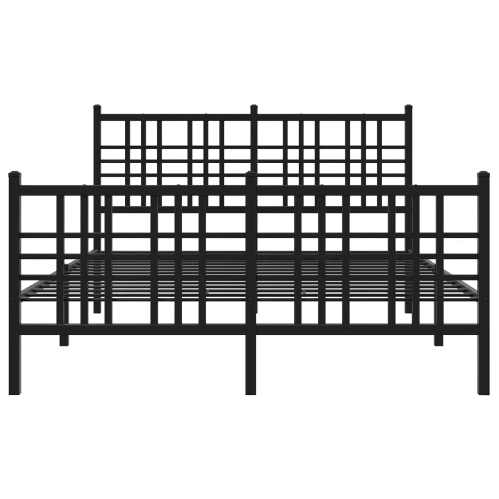 vidaXL Metal Bed Frame without Mattress with Footboard Black 140x190cm