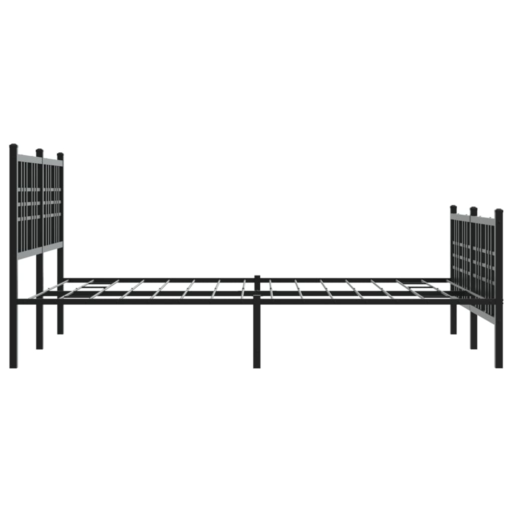 vidaXL Metal Bed Frame without Mattress with Footboard Black 140x190cm